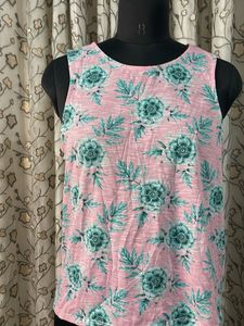 Pink Floral Sleeveless Top