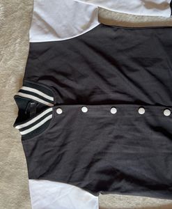 Varsity Bomber Jacket Black White