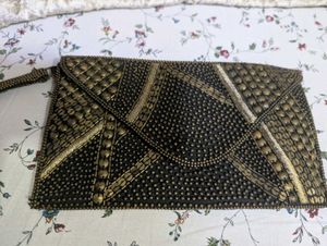 Embellished Black & Gold Clutch