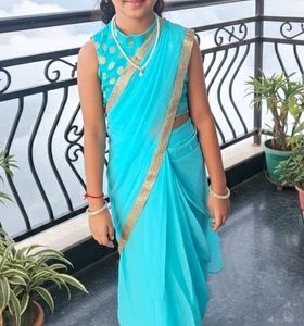 Blue Ethnic Saree kids