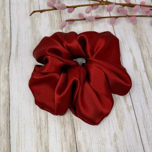Set Of 3 L,M,S  Red Satin Scrunchie
