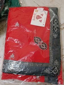 Stunning Red Embellished Saree