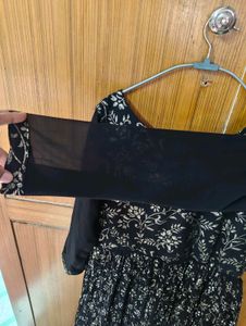 Black Embroidered Ethnic Gown with Dupatta