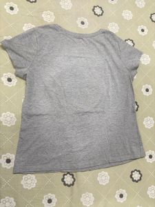 Grey T-Shirt with Embellished Mouse Face