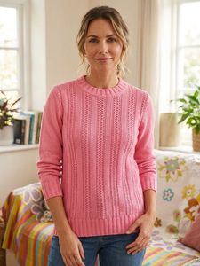 Pink Textured Knit Sweater