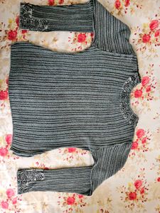 Grey Sweater with Embroidery details