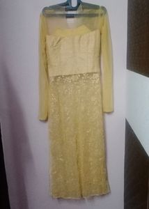 Elegant Yellow Lace Dress