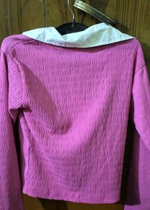 Pink  Y2K Collared Knit Top