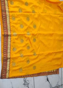 Vibrant Yellow Silk Saree