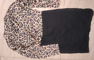 Leopard Print Long Sleeve Mini Bodycon Dress (Bust