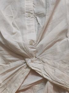 Chic White Knot-Front Shirt
