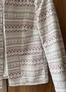 Textured Printed Jacket | White &amp; pink