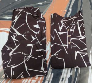 Stylish Brown co-ord Set with Abstract Print