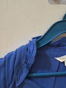 Blue Cap Sleeve Button-Up Top