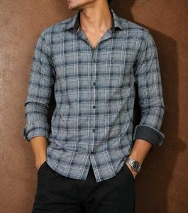Men's Grey Checked Cotton Casual Shirt - Size M(ch