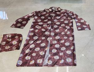 Daisy Print Long Raincoat Coat for Women