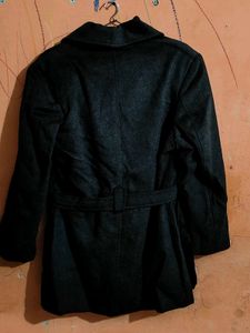 Women’s Black Woolen Coat with Belt
