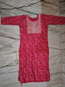 Red Printed Kurta