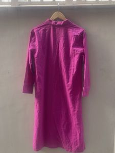 Vibrant Pink Collared Midi Dress