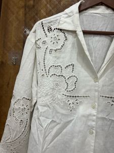 White Embroidered Button-Down Shirt(Brand New)