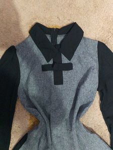 korean Stylish Grey &amp; Black Long Sleeve Top