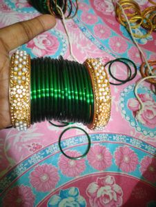 Green & Gold Bangle Set