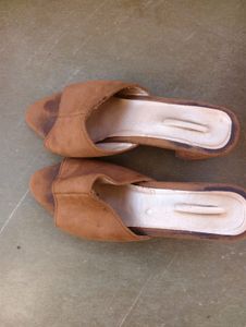 Women's Brown Suede Block Heels