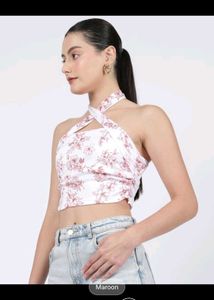 Floral Halter Neck Crop Top