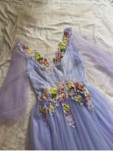 Elegant Lavender Gown with Floral Embellishments