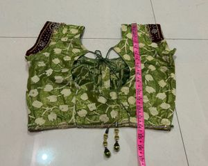 Green Floral Sari Blouse