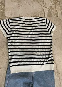 Striped Heart Knit Top