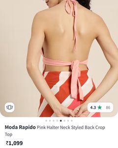 Pink Halter Neck Backless Top🩷