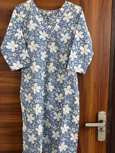 Blue Floral Print Kurta