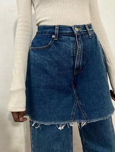 Denim Jeans with Skirt Overlay