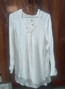 Billabong White Hooded Tunic Top