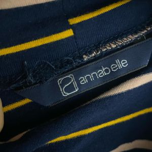 Annabelle Navy Textured Round Neck regular fit