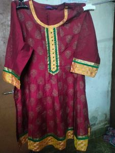 Maroon Kurta with Golden Print