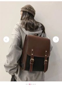 Stylish Leather &amp; Canvas Backpack
