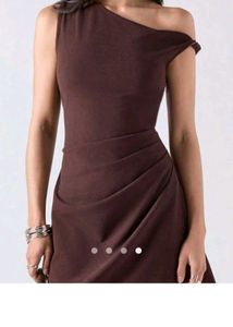 Chic Brown One-Shoulder Mini Dress