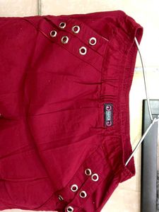 Maroon &amp; Dark Pink Jogger Track Pants