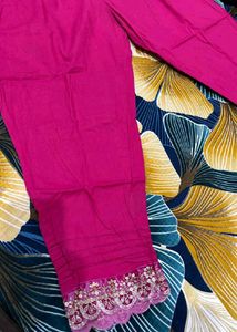 Vibrant Pink Embroidered Pants