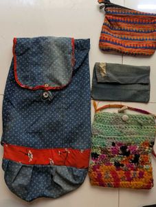 A set of 5 different types upcycled bags