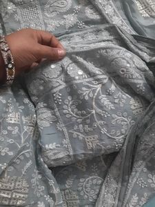 Luckhnawi Pure Georgette Saree