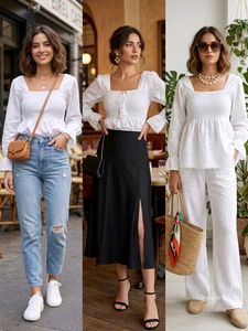 Chic White Smocked Blouse