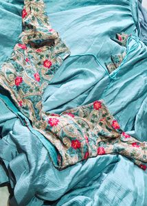 Elegant Teal  ghaghra with Embroidered Blouse