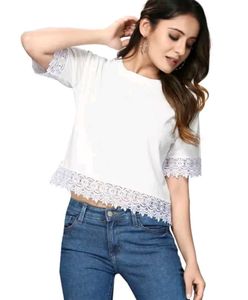 White Lace Trimmed Top