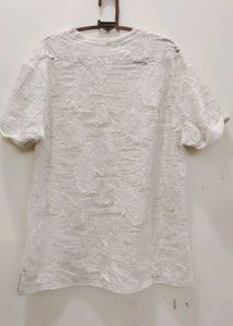 Textured Paisley Devore  White Tee