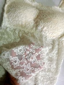 sheer paded White Lace top