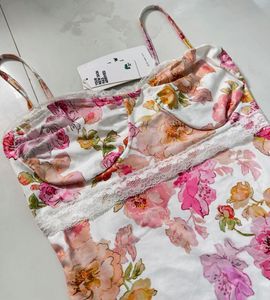 Floral Print Mini Dress with Lace Trim