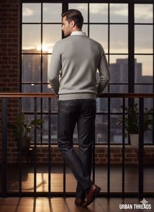 Vintage Dark Wash Pinstripe Denim Trousers – Slim